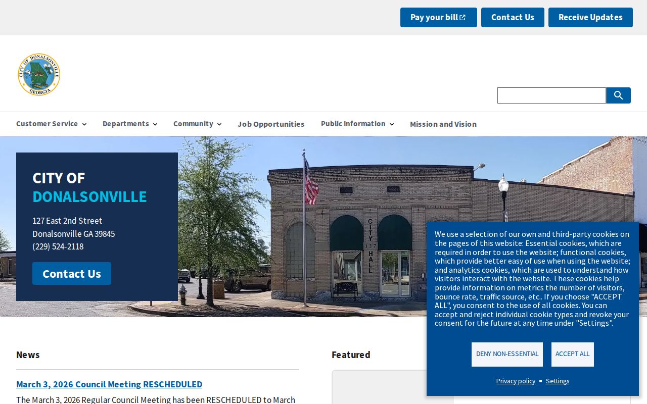 Official City of Donalsonville homepage and government contact information
