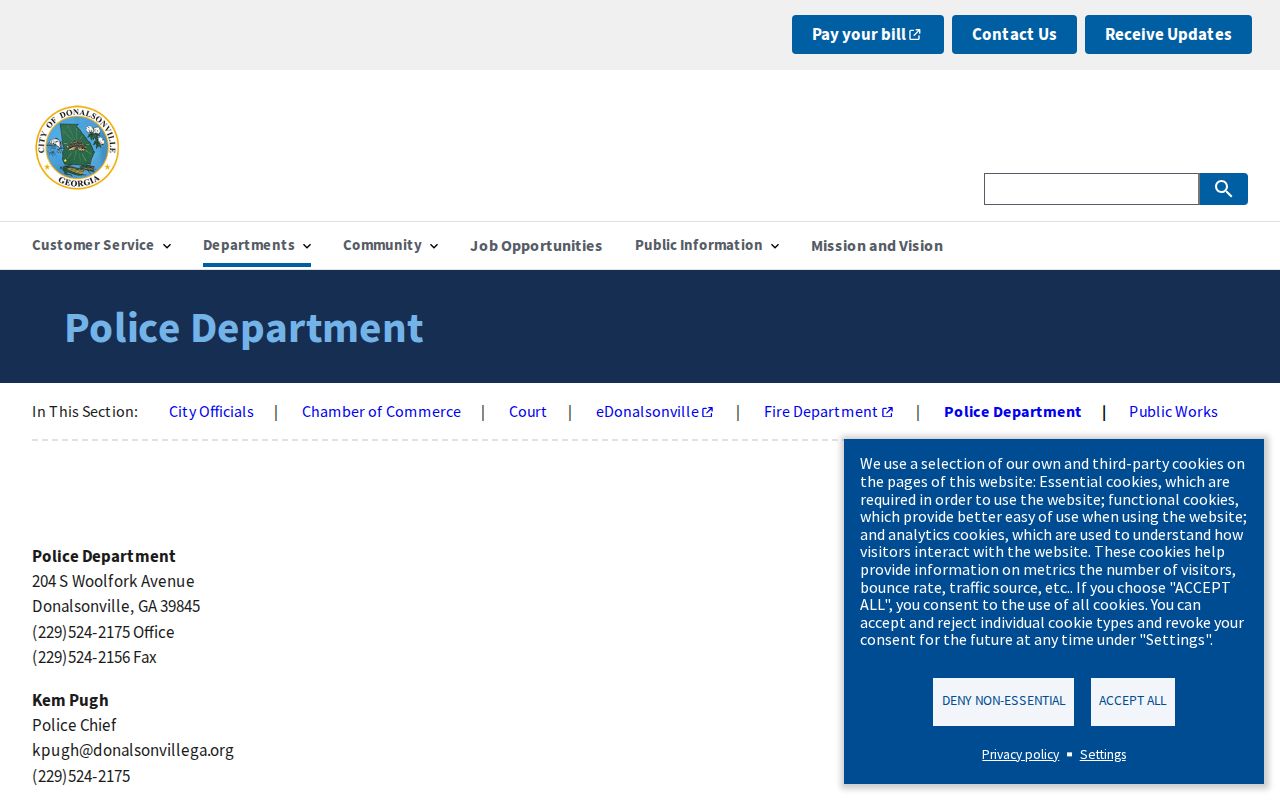 Official Donalsonville Police Department webpage