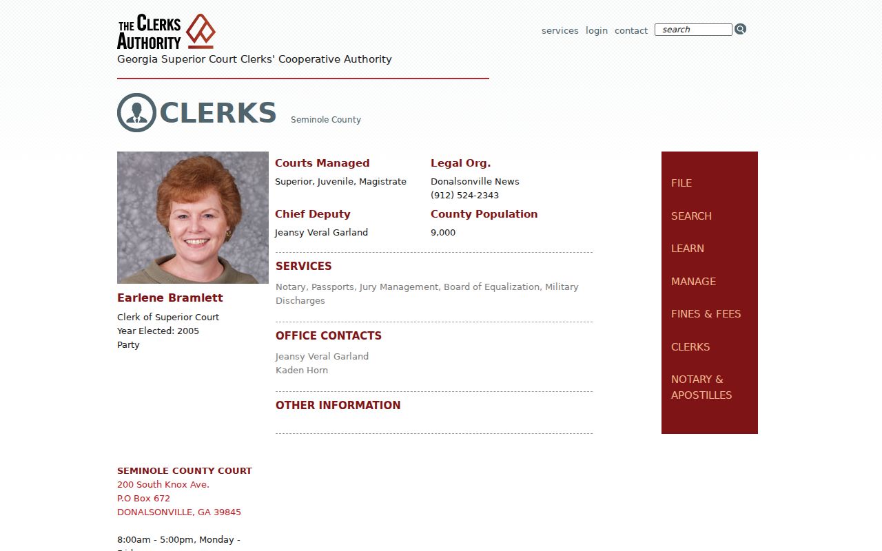 Official Seminole County clerk profile and court services