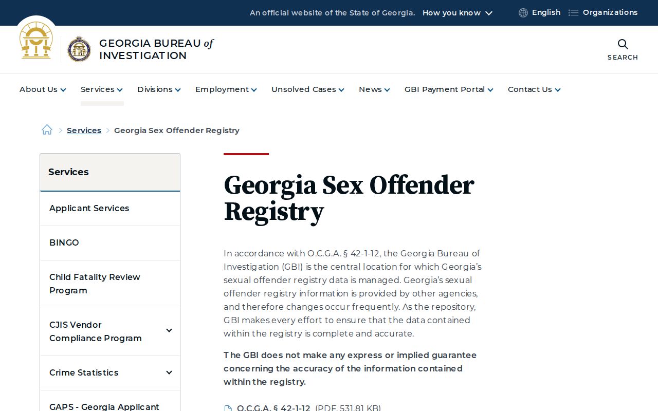 Georgia sex offender registry gateway