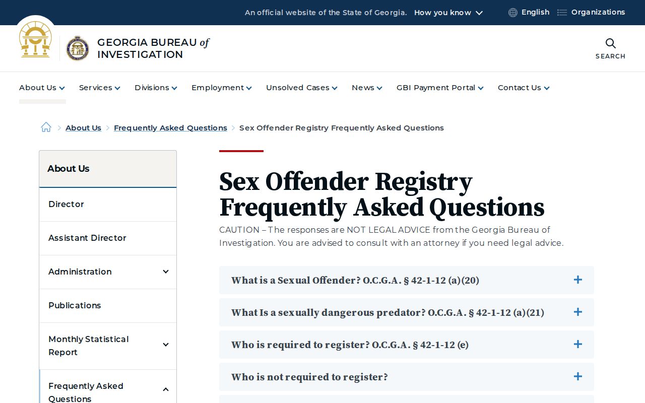 Georgia sex offender registry frequently asked questions